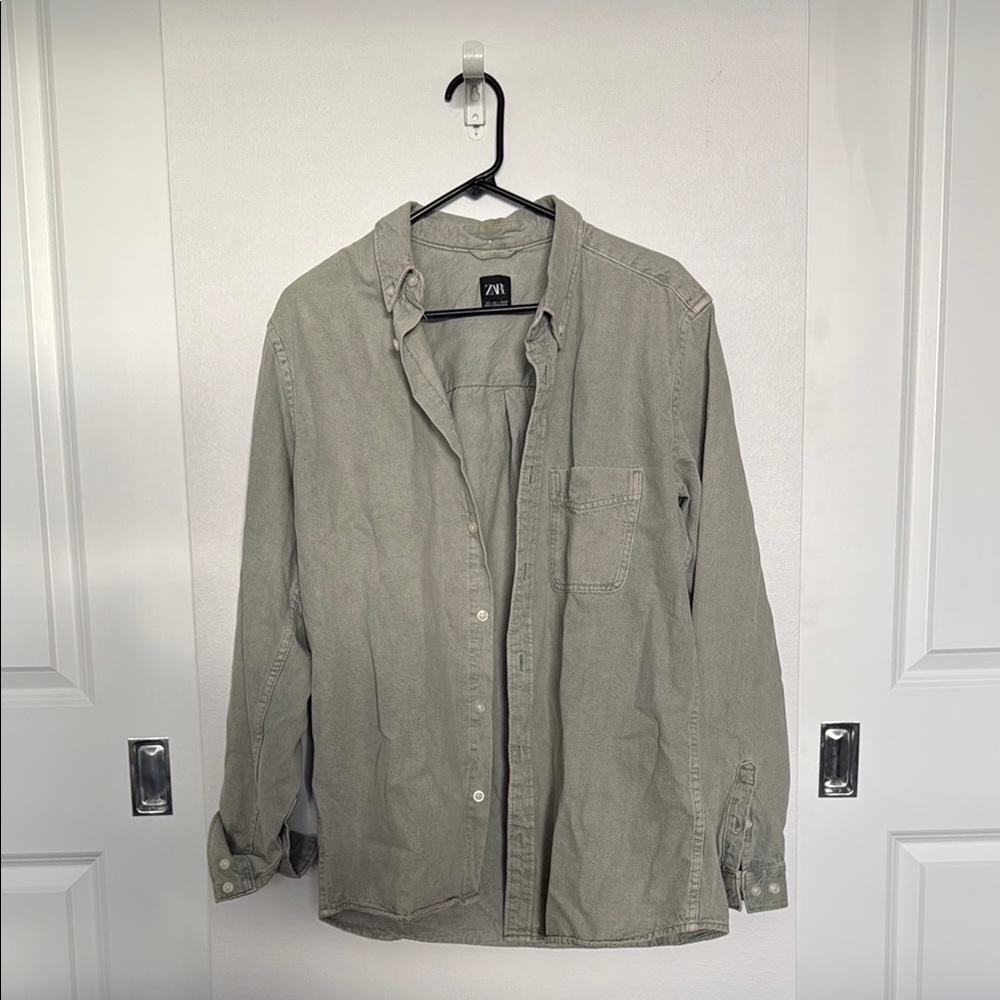 Zara Olive Green Men's Shirt